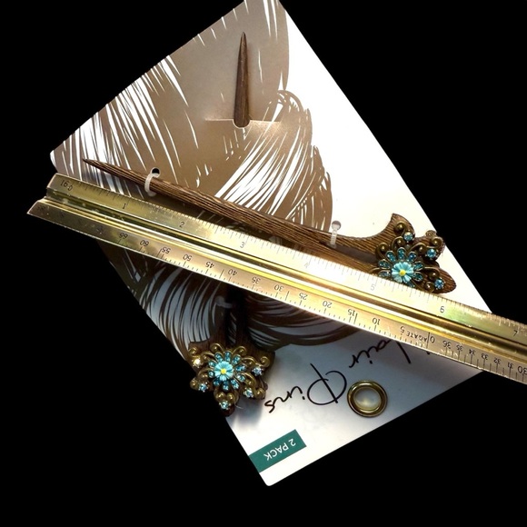 NWT Vintage Blue Ivy Mystical Bohemian Retro Style 6” Hair Pins - Picture 5 of 11